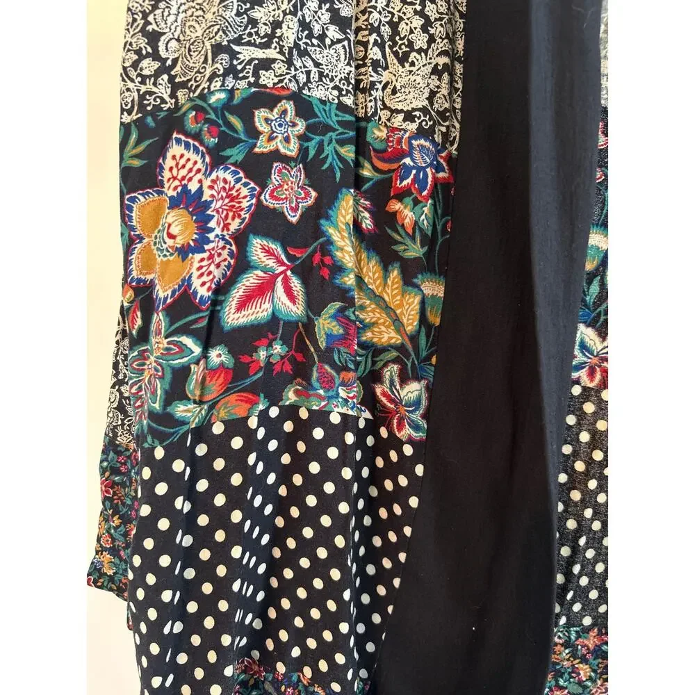 Cabrais Collection Open Front Light Floral Jacket with Polka Dots Size Large - Picture 3 of 5
